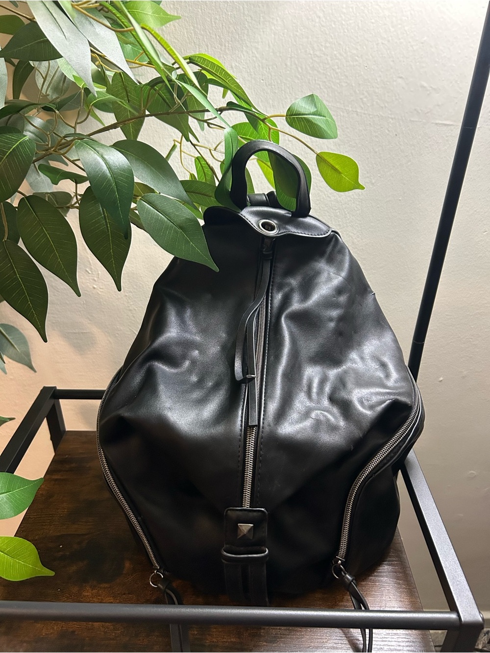 ASOS Black Leather-Effect Women's Backpack